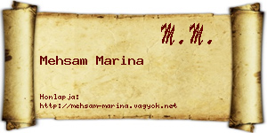 Mehsam Marina névjegykártya
